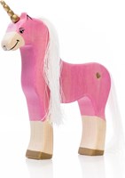 Lilu licorne jouet en bois jument rose FSC peint à la main magique