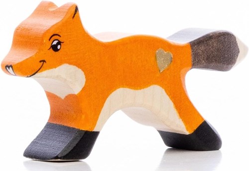 Lilu Holz Fuchs Welpe FSC handbemalt Spielzeug 9cm - Waldtiere