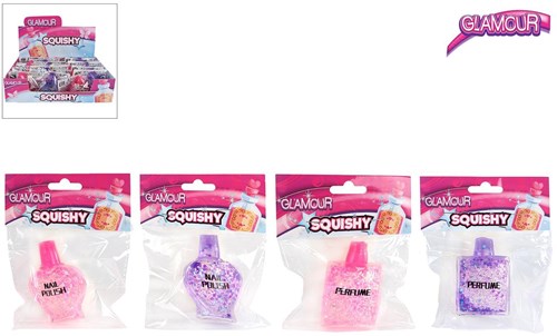 Glamour Squishy knijpflesje parfum/nagellak 2ass kleur 7cm