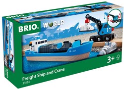 Brio Containerschiff mit Kranwagen - Spielzeug für Eisenbahn - 33534