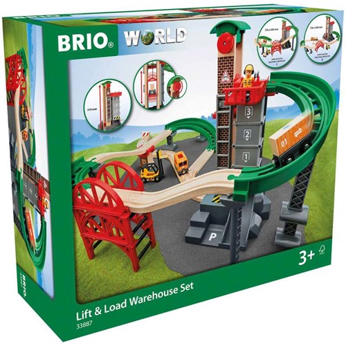 Brio ensemble train jouet grand entrepôt avec ascenseur - circuit en bois
