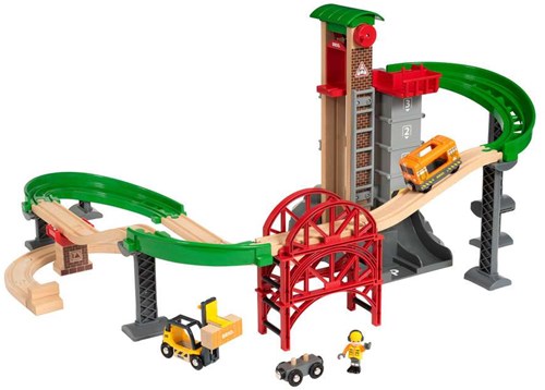 Brio ensemble train jouet grand entrepôt avec ascenseur - circuit en bois-2