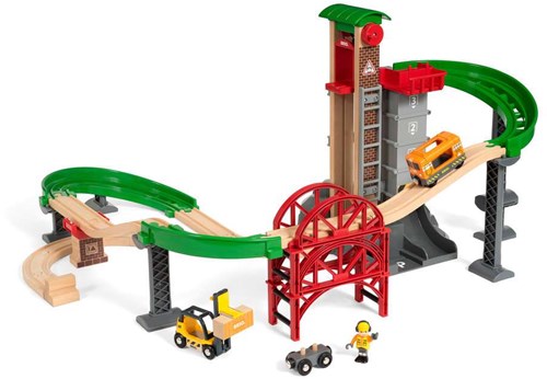 Brio ensemble train jouet grand entrepôt avec ascenseur - circuit en bois-3