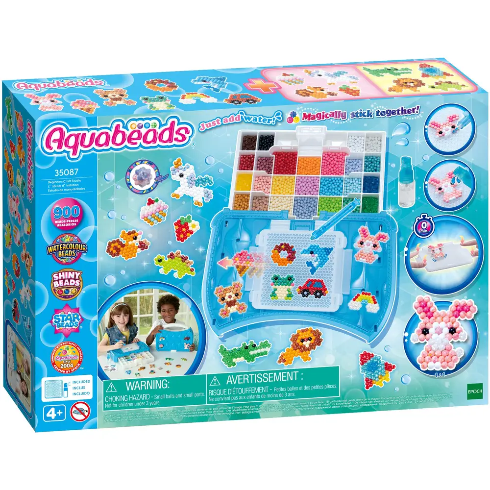 Aquabeads Bastelset Anfängerkoffer mit 900 Perlen und Watercolour-Perlen