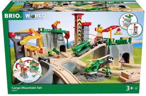 Brio Cargo Mountain Set - circuit de train en bois avec montagne et grue