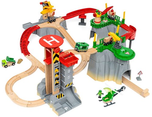 Brio Cargo Mountain Set - circuit de train en bois avec montagne et grue-3