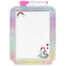 Lobbes tableau blanc licorne avec feutre et bord arc-en-ciel