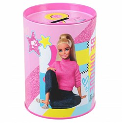 Lobbes Barbie Spardose - Metall Spardose für Kinder Barbie rosa