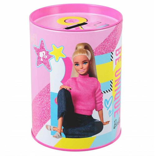 Lobbes tirelire Barbie - tirelire en métal Barbie rose pour enfants