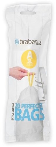 Brabantia Müllbeutel PerfectFit A 3L weiß - 20 Stück mit Zugband-3