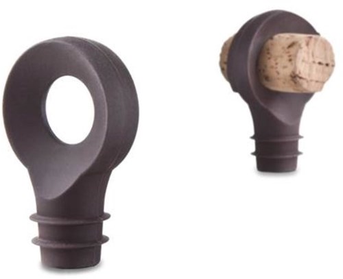 Vacu Vin bouchons à vin noir lot de 2 - accessoire vin caoutchouc-2