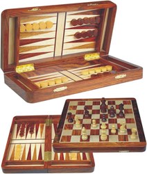 HOT Games Schach Backgammon Magnetisch Akazienholz Luxus Spiel 30cm