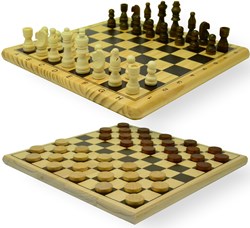 HOT Games Schach-Dame Set Holz bedruckt 29x29 cm - Holzspiel
