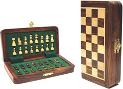HOT Games Schachspiel magnetisch Reise-Holzspiel 19x9cm