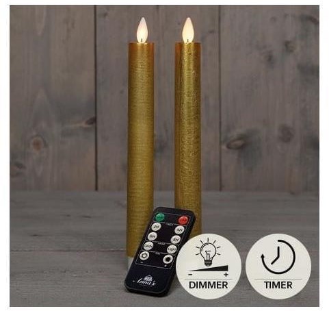 LED Dinerkaarsen goud bewegende vlam