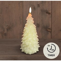 LED Kaars wax kerstboom ivoor 9,5x20cm