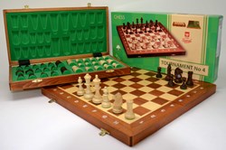 HOT Games Schachspiel Holz Tournament 4 Mahagoni-Esche 41x20cm