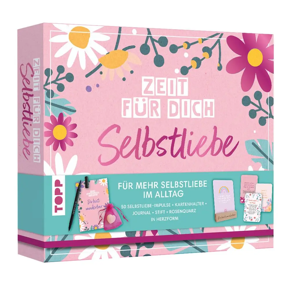 TOPP coffret cadeau cartes amour de soi avec quartz rose et journal