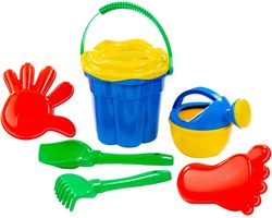 Set de seau de plage classique bleu 7 pièces plastique