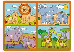 Woody Woody 4 in 1 Knopfpuzzle m. Tiere 91914