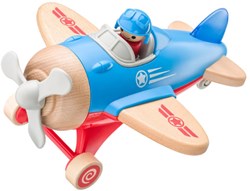 Woody avion en bois avec lumière et son - avec pilote - jouet