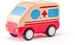 Woody ambulance jouet en bois avec lumière et son - 11 cm