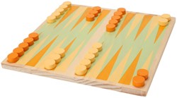 Holz Brettspiel Backgammon Reisespiel kompaktes Format 20x20cm