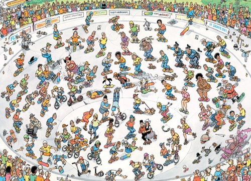 Jumbo Puzzle Jan van Haasteren 2000 Teile Skateboarden Cartoon-3