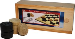 HOT Games Damespiel Steine Holzbox 32 mm Luxus Spielset