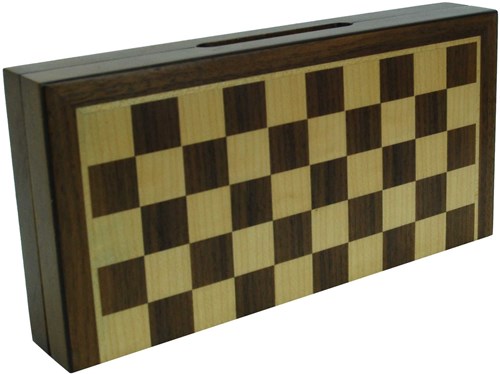HOT Games Damespiel Magnetisch Nussbaum eingelegt 23x23x2cm-2