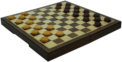 HOT Games Damespiel Magnetisch Nussbaum eingelegt 23x23x2cm-3