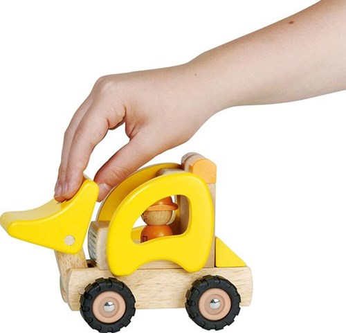 Goki Bulldozer en bois - Véhicule jouet pour enfants - Construction-3