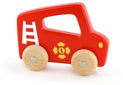 Viga Toys camion de pompier en bois avec poignée dès 18 mois jouet