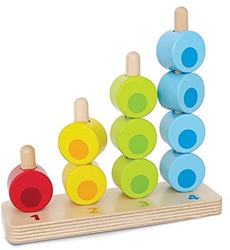 Hape E0504 E0504-Zähl-und Steckspiel, Lernspielzeug, ab 12 Monaten, Mehrfarbig
