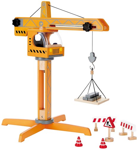 Hape E3011 - Großer Baukran, drehbarer Baukran inkl. Zubehör, aus Holz-2