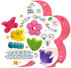 Haku Yoka Wachsmalstifte Garten - Set mit 6 bunten Fingerpuppen