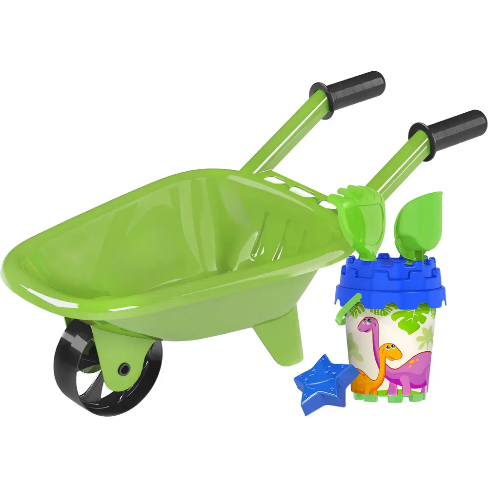 Vedes brouette jouet avec seau et accessoires - vert