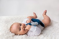 Mom's Care SOFT BABY TOYS Squezze Jami dog with teether heavy blue-3