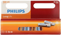 Piles AAA Zinc Philips Longlife pack avantage 12 pièces