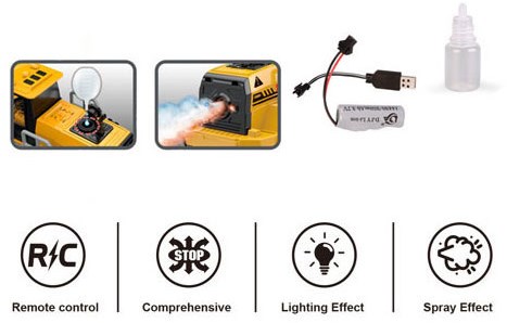 Jouet pelleteuse RC télécommandée avec effet lumineux et vapeur-3