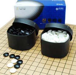 HOT Games Go Steine Glas weiß schwarz 22x8mm Set 2x180 Stück