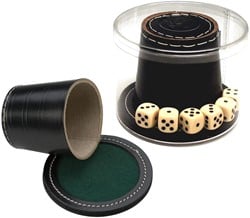 HOT Games Würfelbecher Schwarz Leder+Deckel+St. 9x8cm