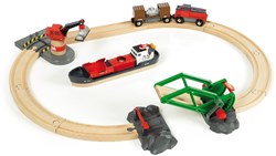 Brio Eisenbahnset Fracht Hafen Spielset - Containerschiff und Kran