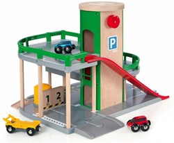 Brio Parkhaus Spielzeug - Holzgarage mit Autos und Eisenbahn