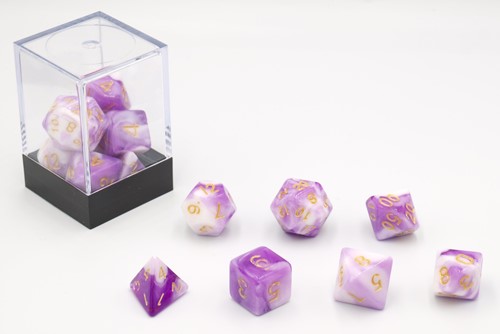 HOT Games Dobbelstenen Paars/Wit 7 set Brick