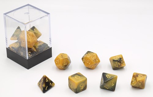 HOT Games Dobbelstenen Zwart/Geel 7 set Brick