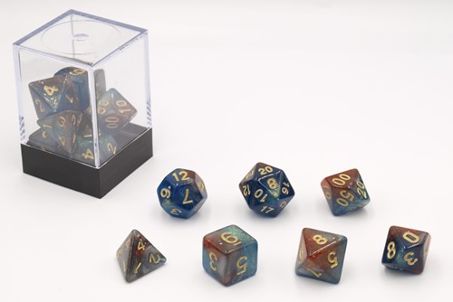 HOT Games Dobbelstenen Stardust Blauw/Rood 7set