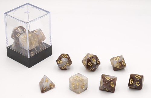 HOT Games Dobbelstenen Stardust Zwart/Wit 7 set