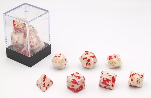HOT Games Würfel Bloodspatter Weiß 7er Set Bric