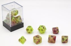 HOT Games Würfel Glow i.t.Dark Gelb/Rosa 7 St.